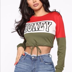 “Honey” long sleeve crop top 🍯